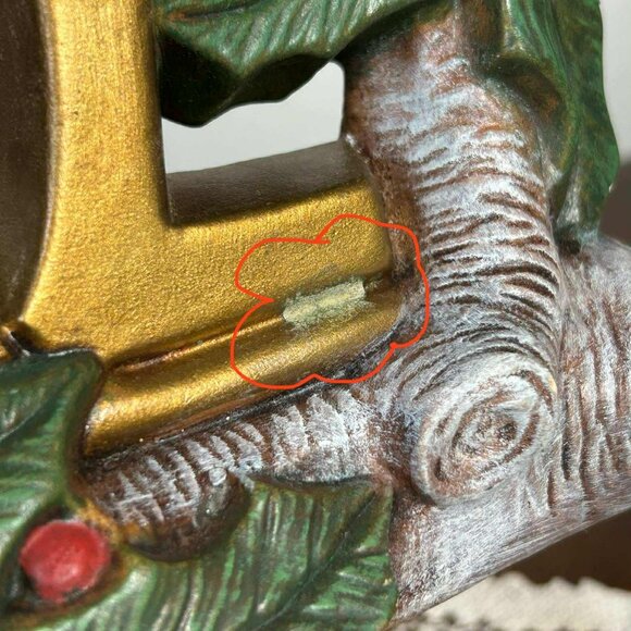 MCM NOEL Holly Berry Christmas chalk ware decor - Picture 10 of 10